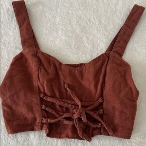 Abercrombie & Fitch Rust Lace-Up Crop Top
